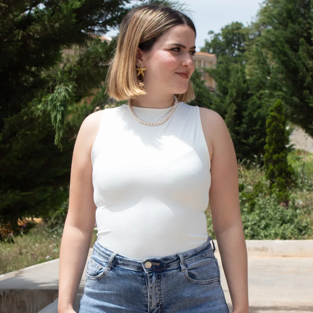 body sans manches - Taille: Taille 1 = 36-40 | Couleur: Blanc