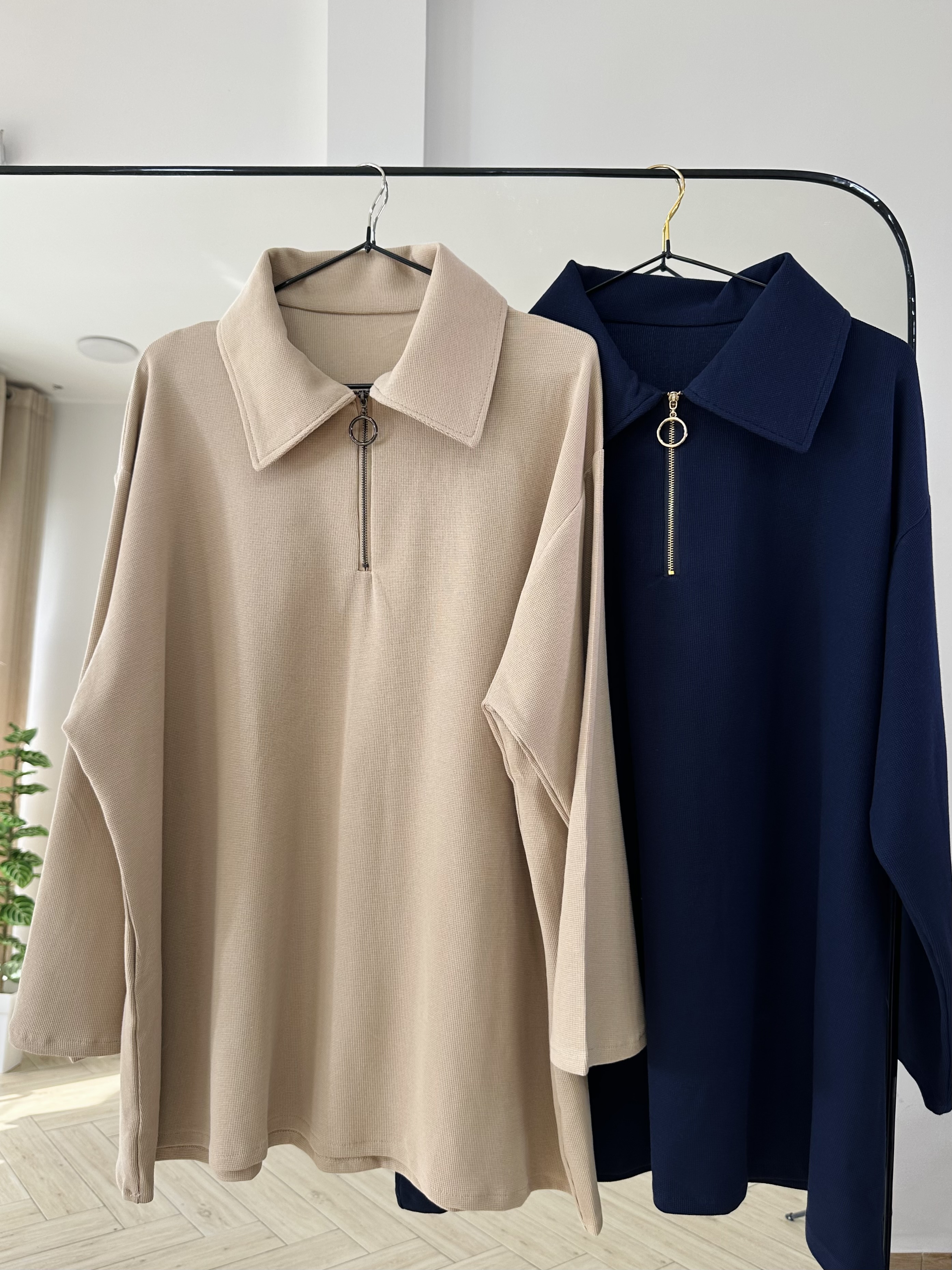 Polo zippé  - Taille: standard = 36- 48 | Couleur: Bleu nuit