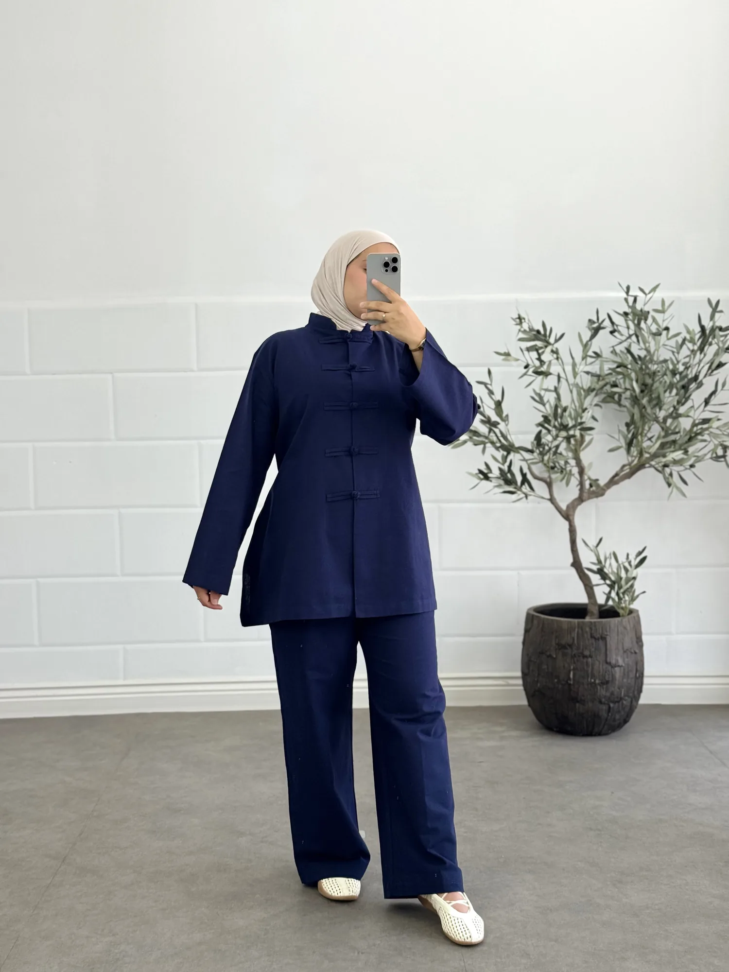 Ensemble chinois  - Taille: Taille 1 = 36-40 | Couleur: Bleu nuit 